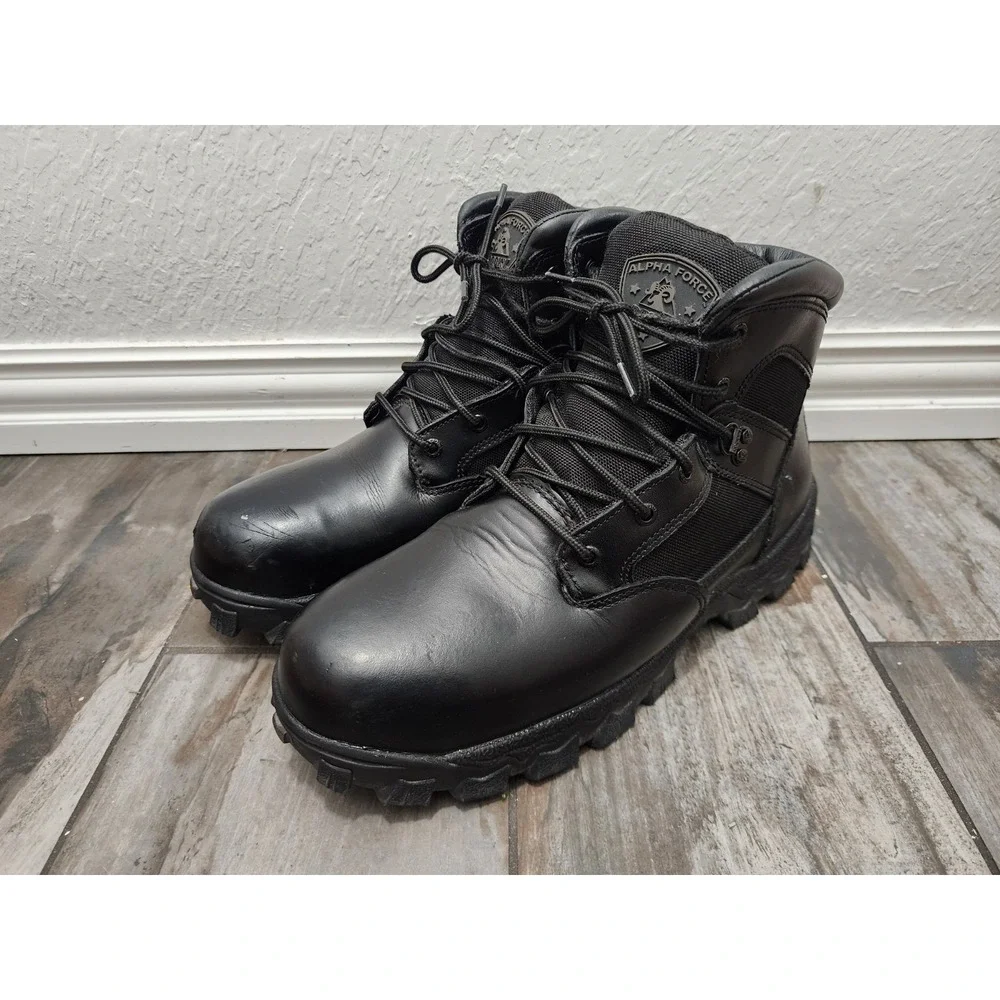 Rocky Alphaforce Round Toe Waterproof Duty Boot Color BLACK Men's Size 11 M